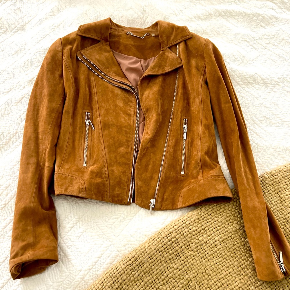 Elie Tahari Suede Moto Jacket